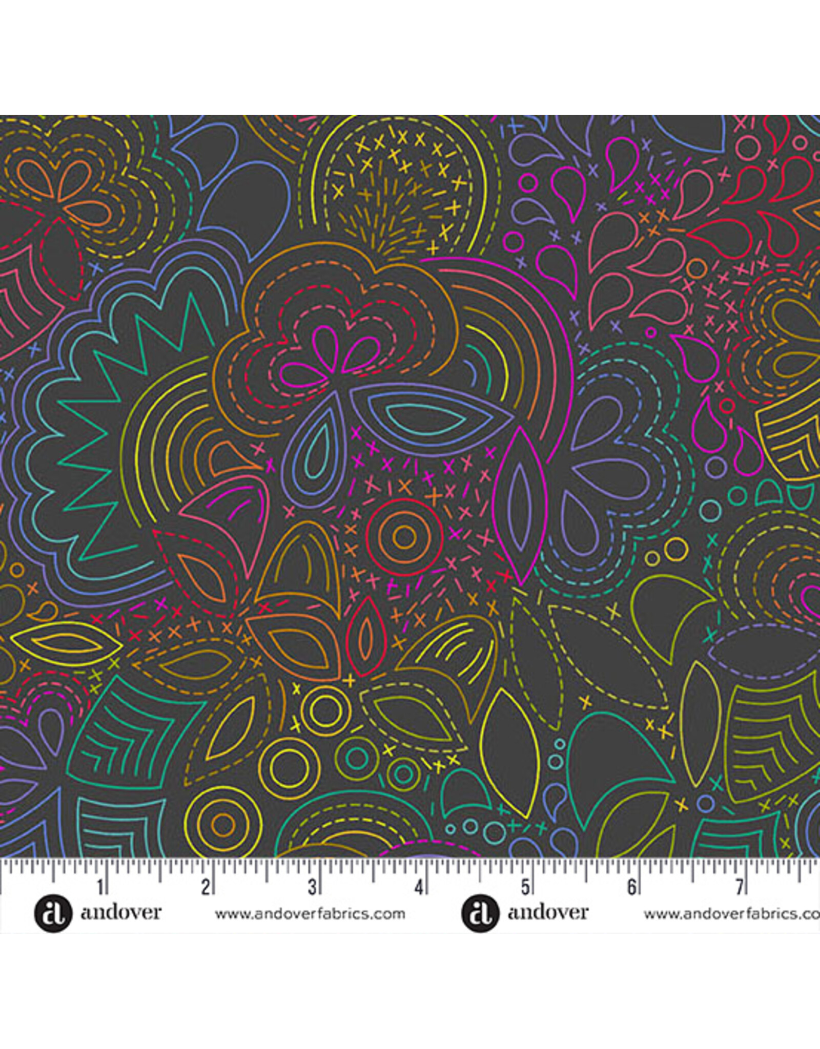 Andover Alison Glass - Color Wheel - Rainbow Night - A-1446-K