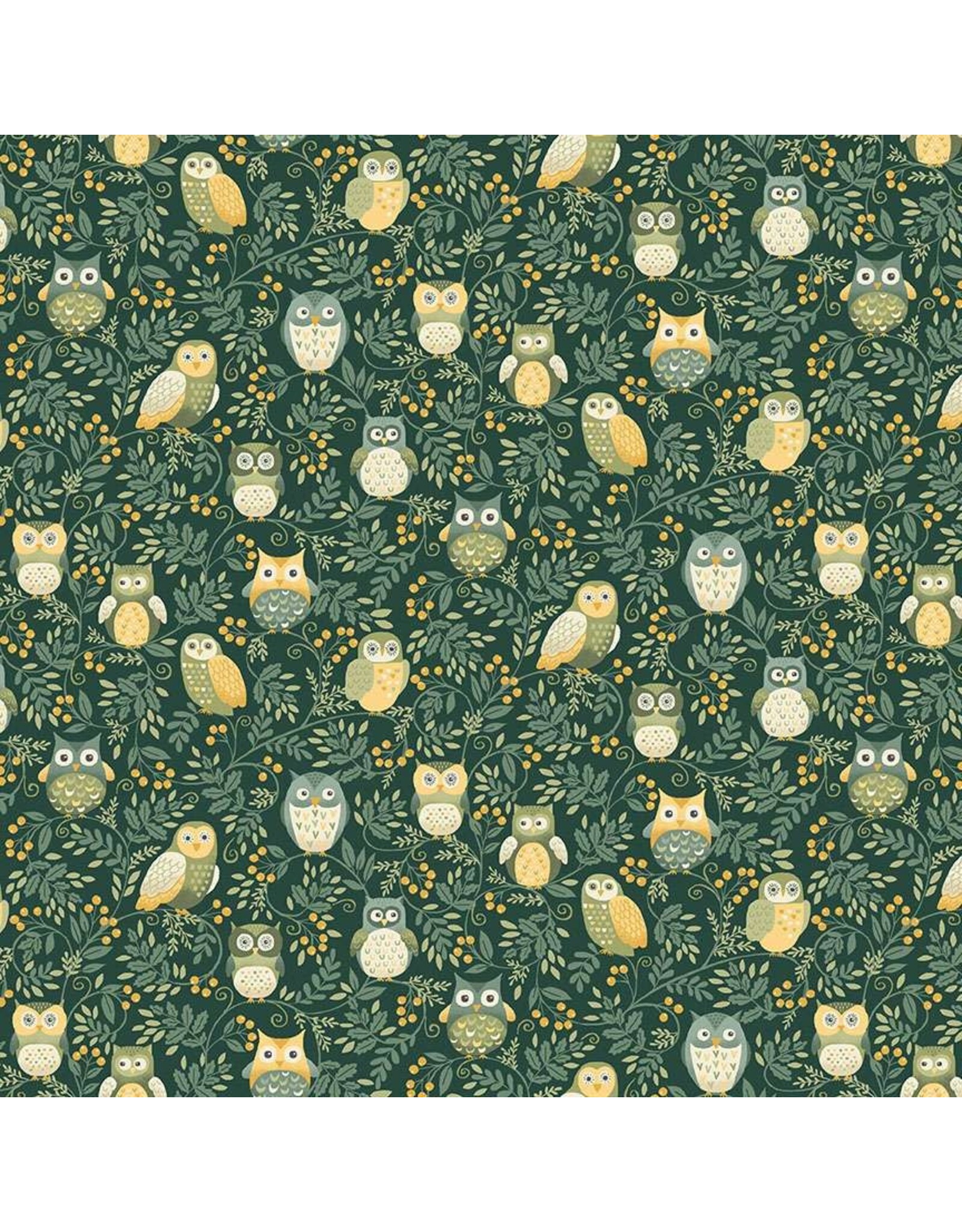 Makower UK Makower UK - Hello Autumn - Twilight Owls Green - 099-G