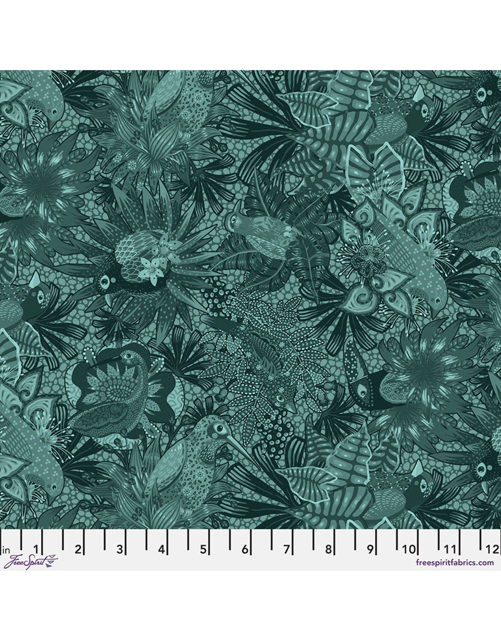 FreeSpirit Odile Bailloeul - Tropicalism - Caracas Monochrome Teal - PWOB078.TEAL