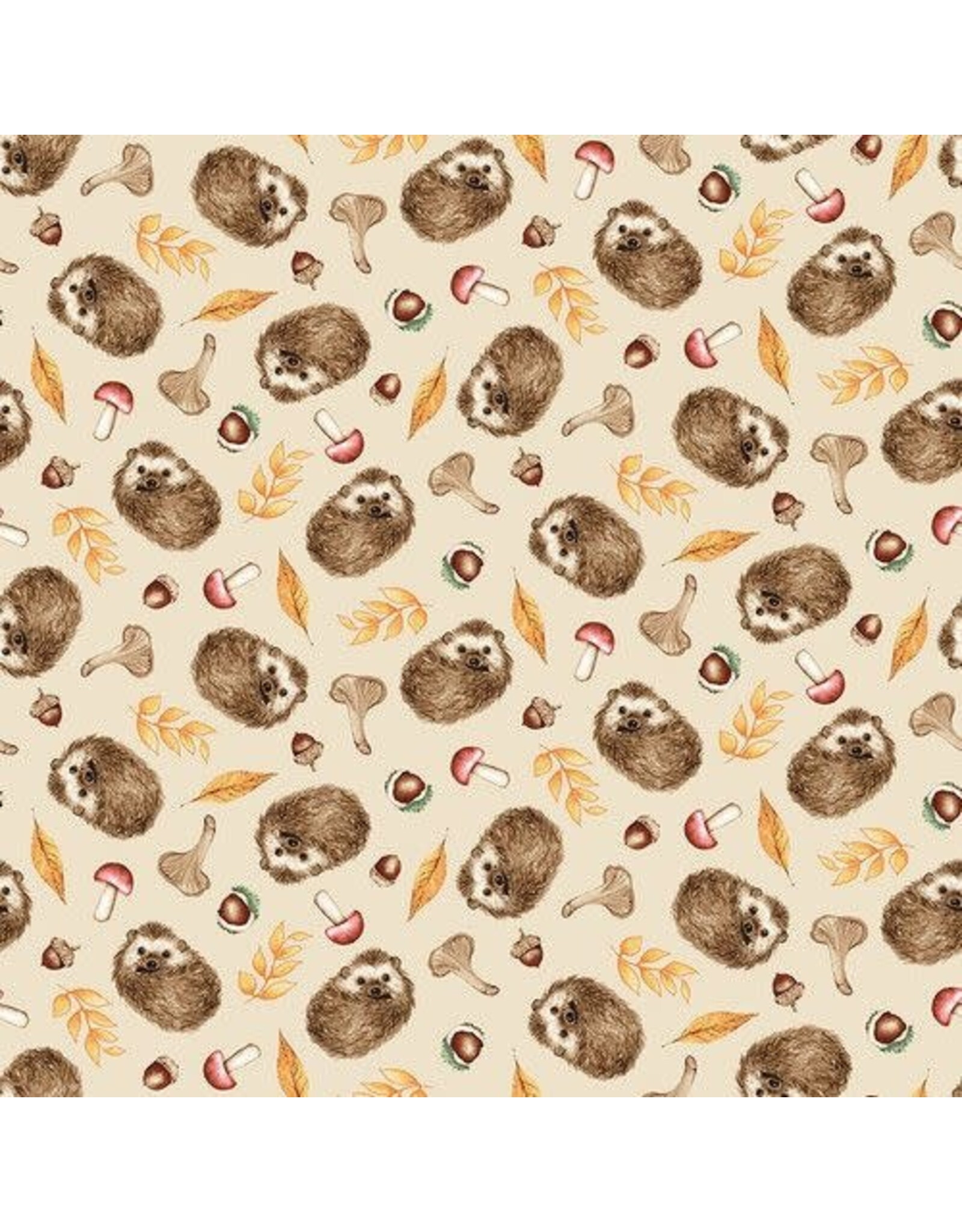 Studio E Fabrics Beth Reed - Foliage and Fur Coat - Hedgehogs - 7658-33