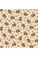 Studio E Fabrics Beth Reed - Foliage and Fur Coat - Hedgehogs - 7658-33