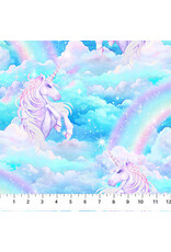 Northcott Deborah Edwards - Sparkle Magic - Unicorn Cloud Blue - G27636-43