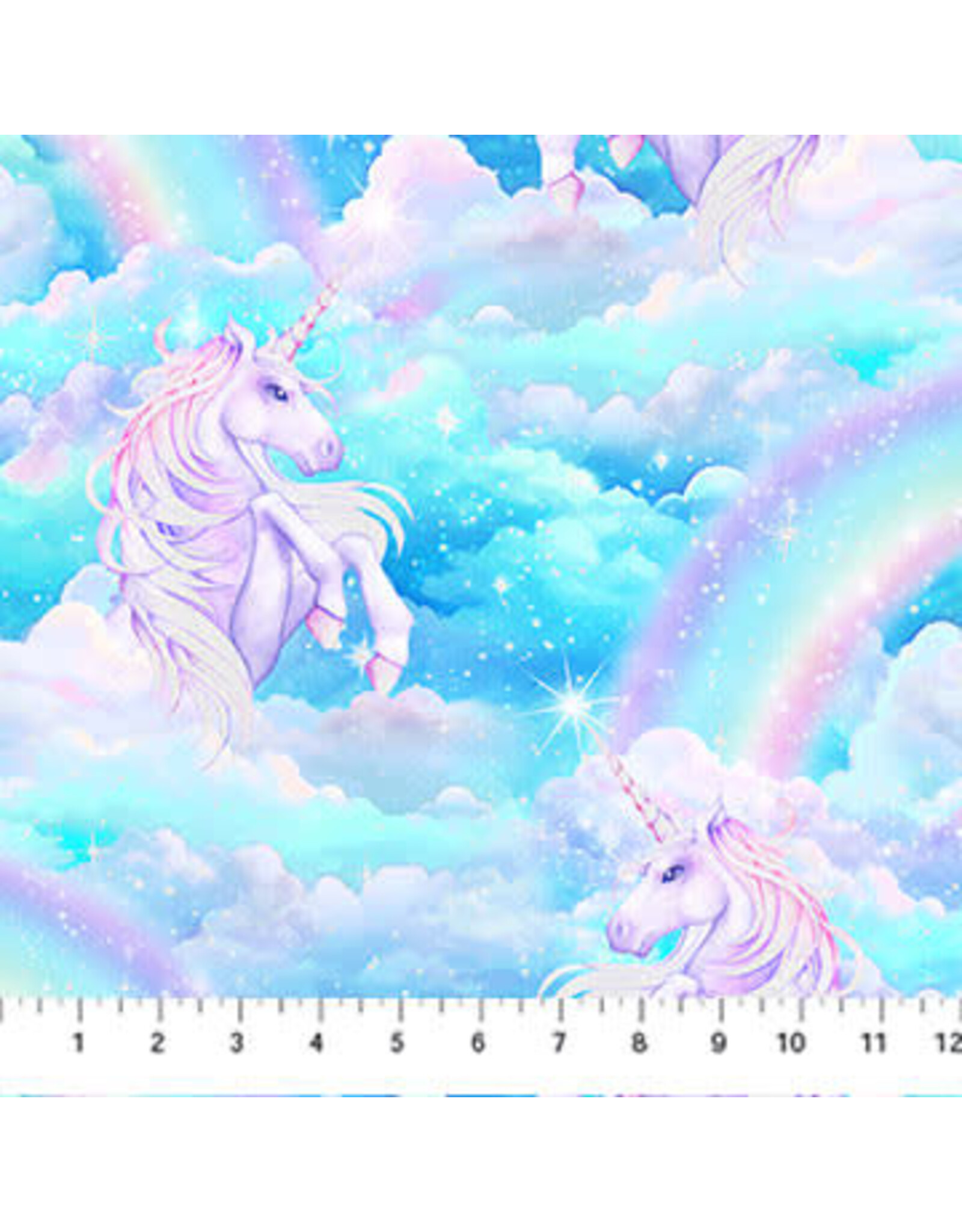Northcott Deborah Edwards - Sparkle Magic - Unicorn Cloud Blue - G27636-43