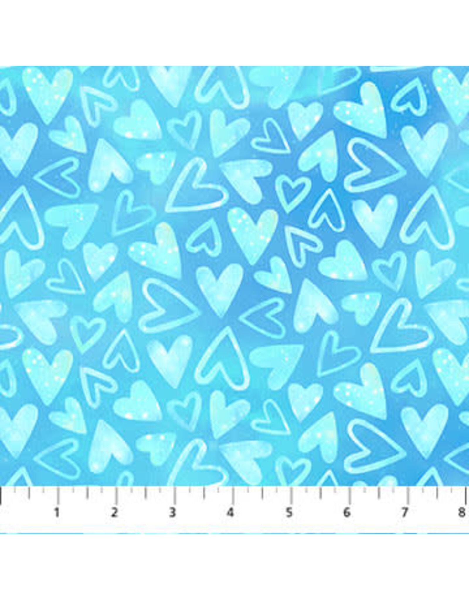 Northcott Deborah Edwards - Sparkle Magic - Hearts Blue - G27642-43