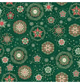 Makower UK Good Tidings - Crystal Green