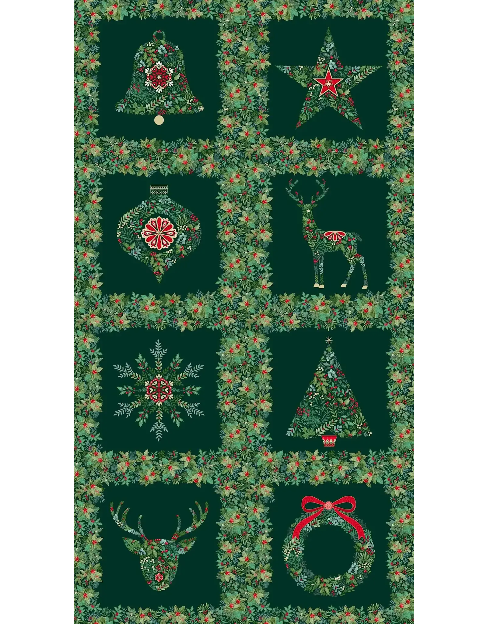 Makower UK Makower UK - Good Tidings - Squares Green - Panel - 111-G