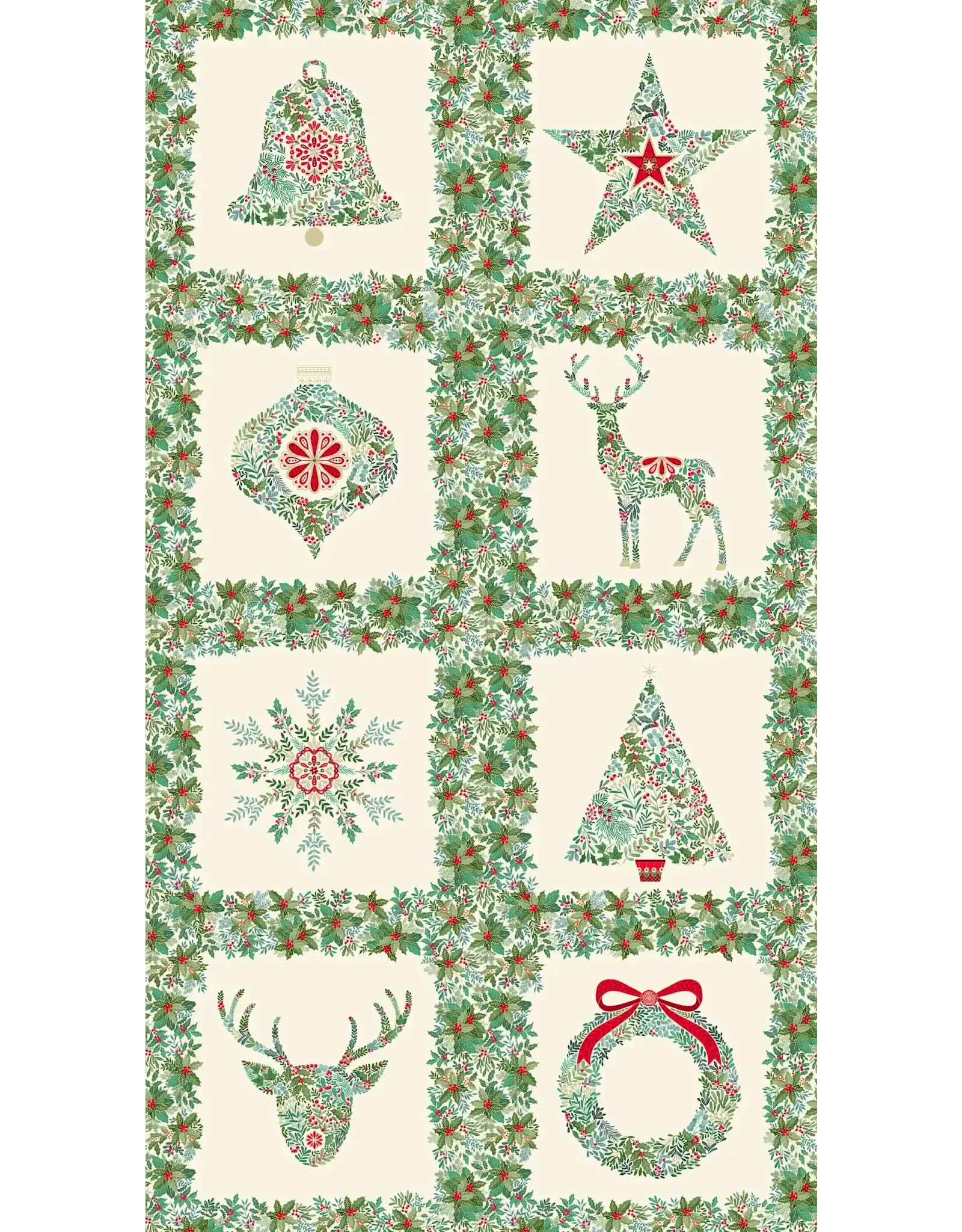 Makower UK Makower UK - Good Tidings - Squares Cream - Panel - 111-Q