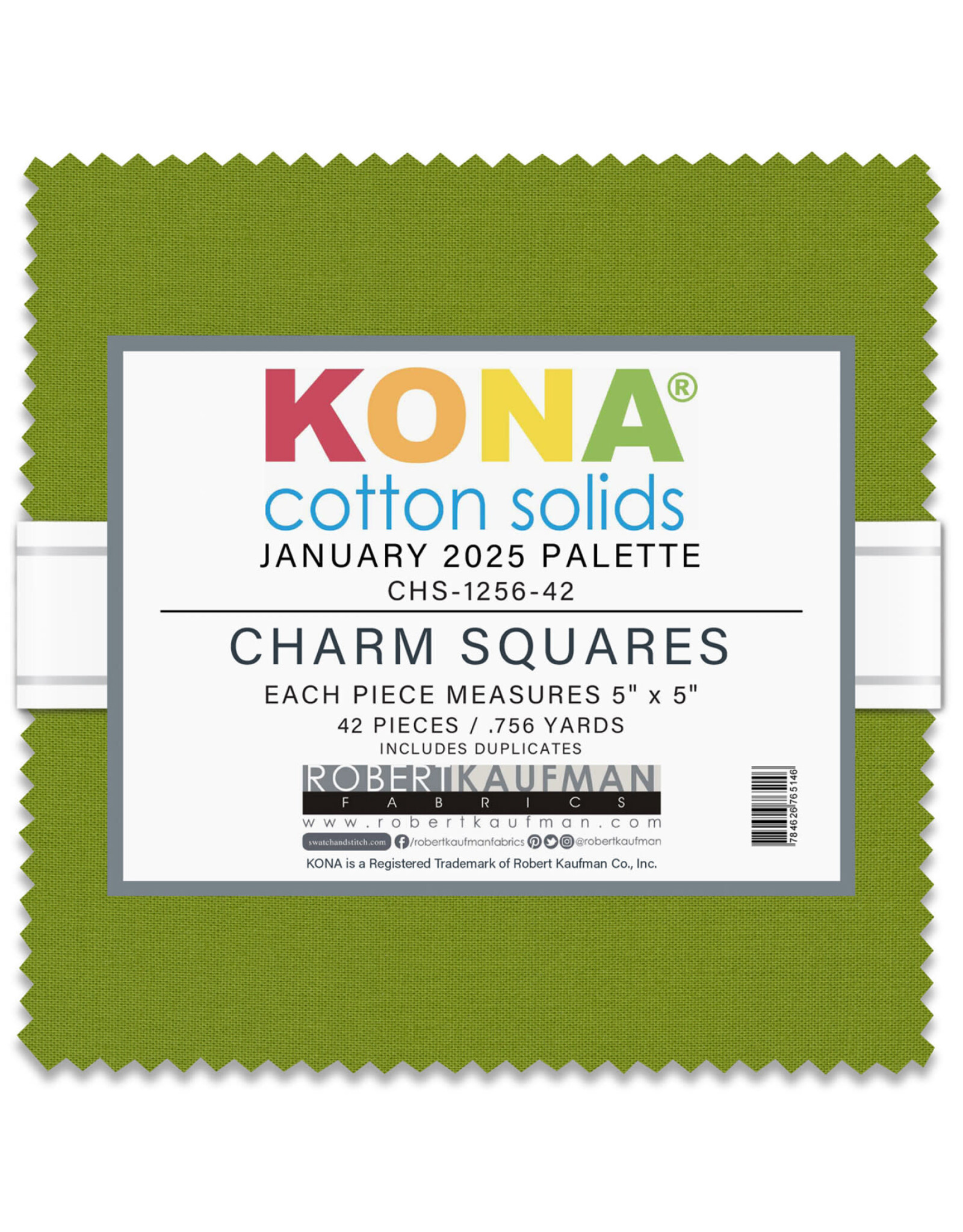 Robert Kaufman 5 x 5 inch Charm Squares - Kona Solids - January 2025 Palette