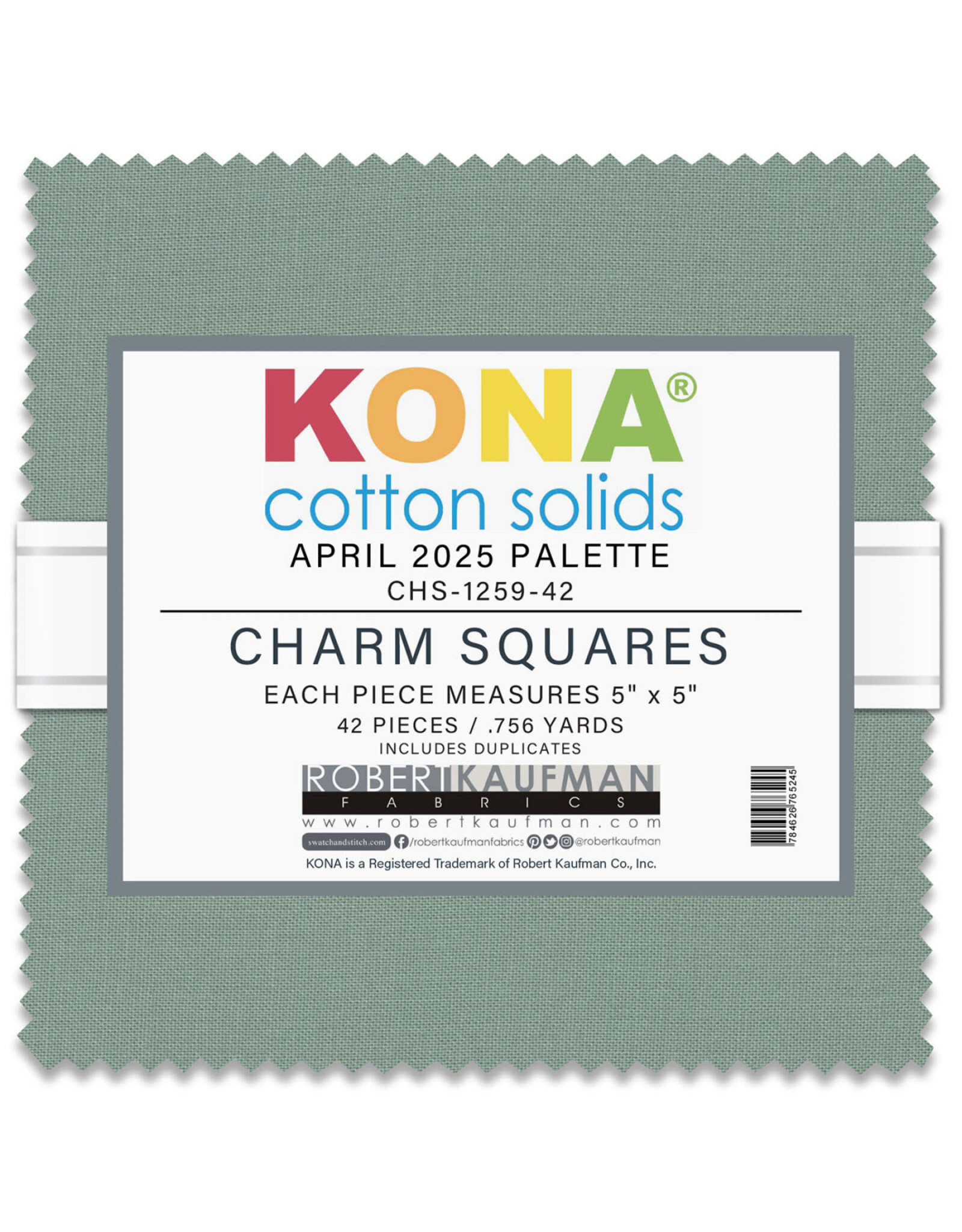 Robert Kaufman 5 x 5 inch Charm Squares - Kona Solids - April 2025 Palette