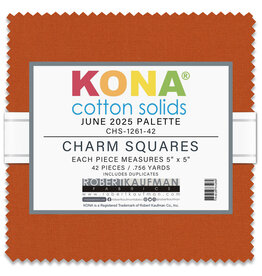 Robert Kaufman 5 x 5 inch Charm Squares - Kona Solids - June 2025 Palette