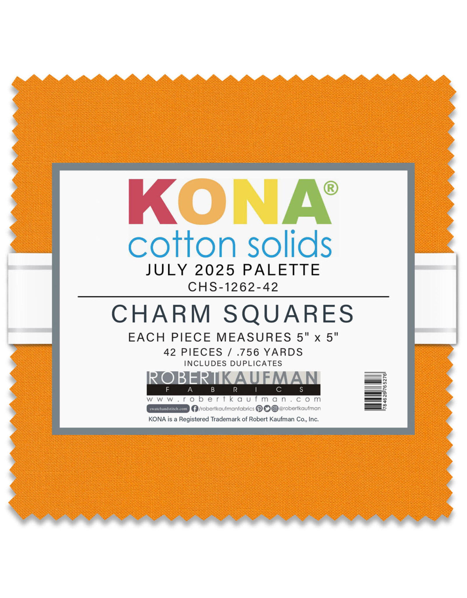 Robert Kaufman 5 x 5 inch Charm Squares - Kona Solids - July 2025 Palette