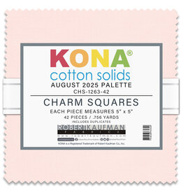 Robert Kaufman 5 x 5 inch Charm Squares - Kona Solids - August 2025 Palette