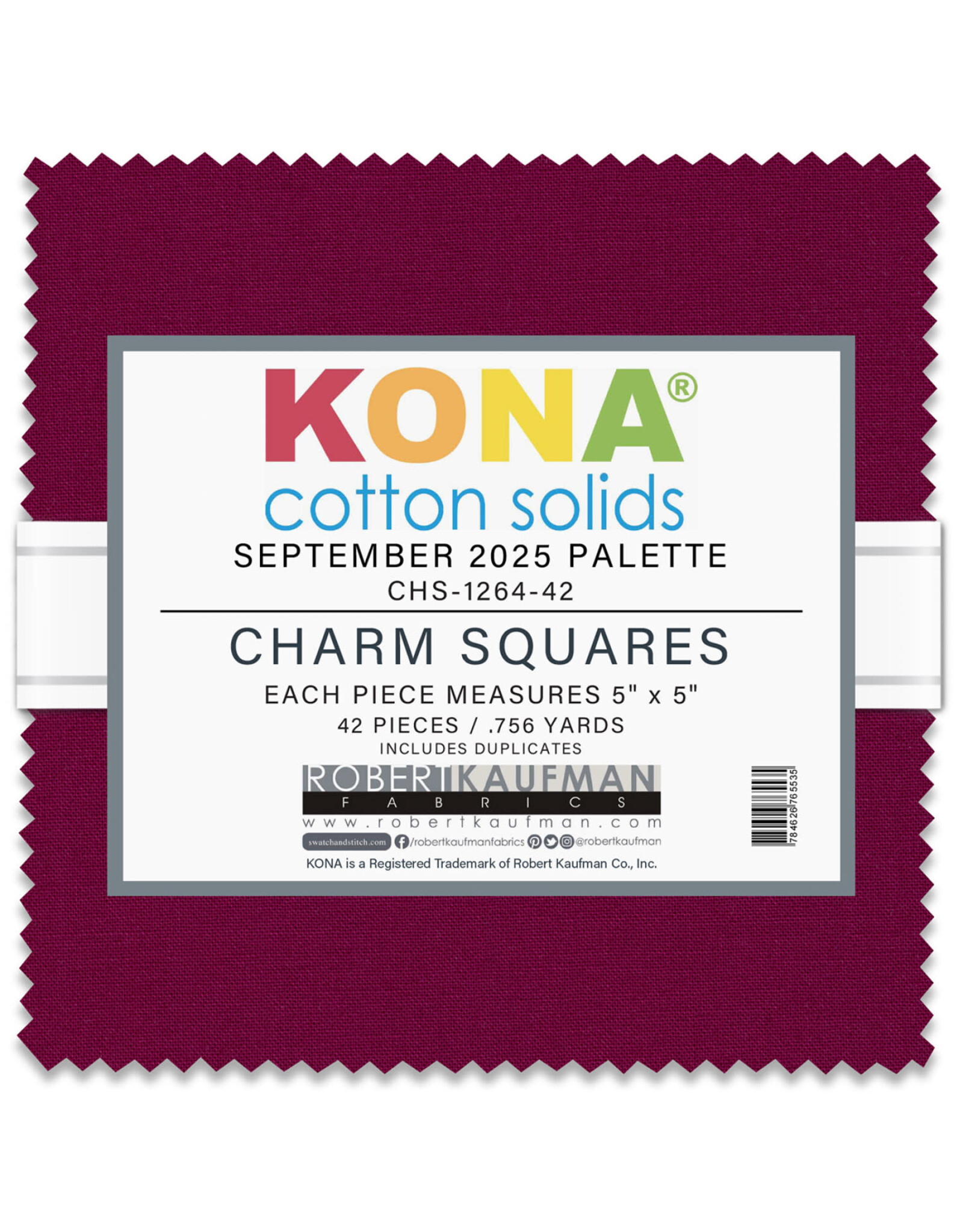 Robert Kaufman 5 x 5 inch Charm Squares - Kona Solids - September 2025 Palette
