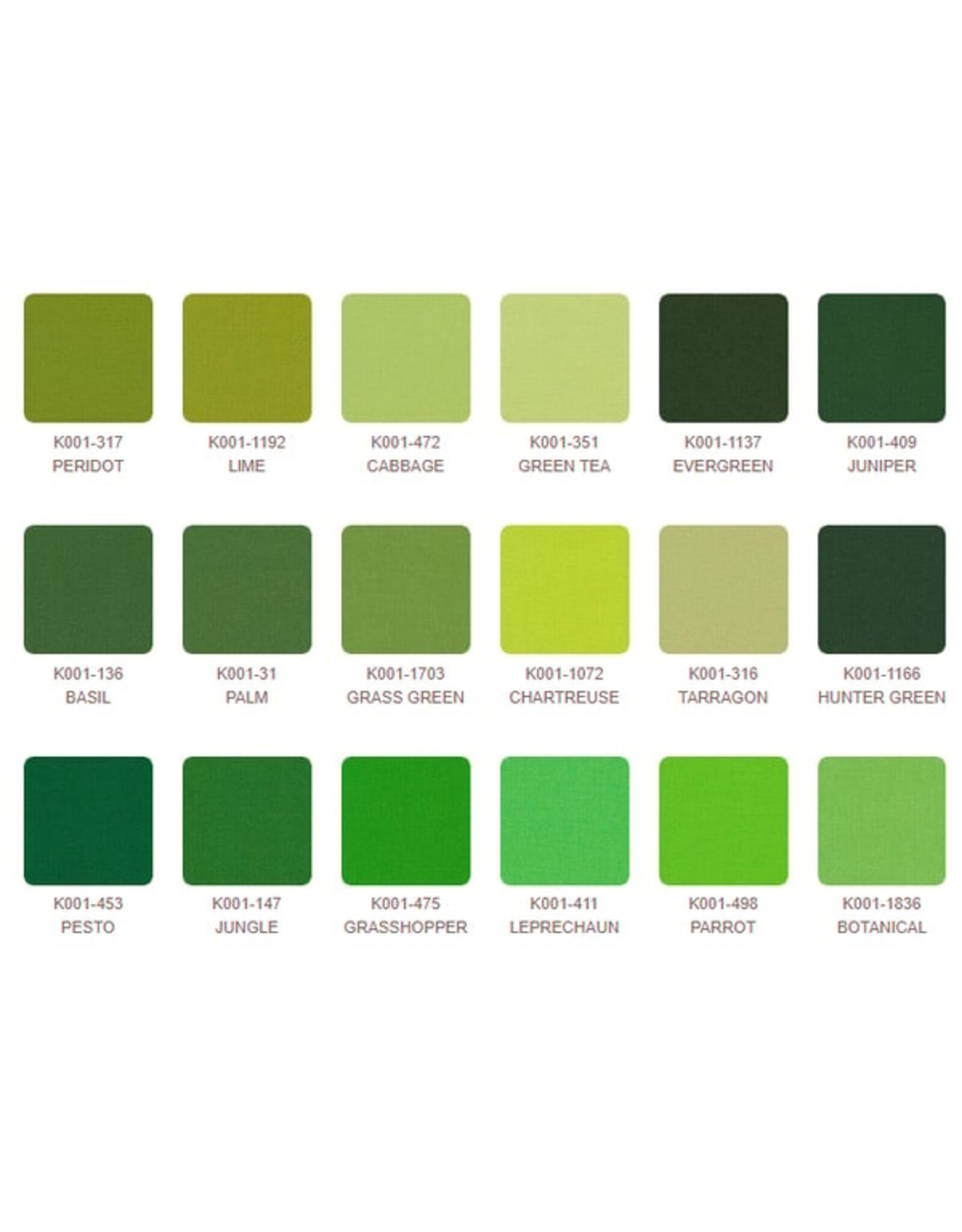 Robert Kaufman 5 x 5 inch Charm Squares - Kona Solids - January 2025 Palette