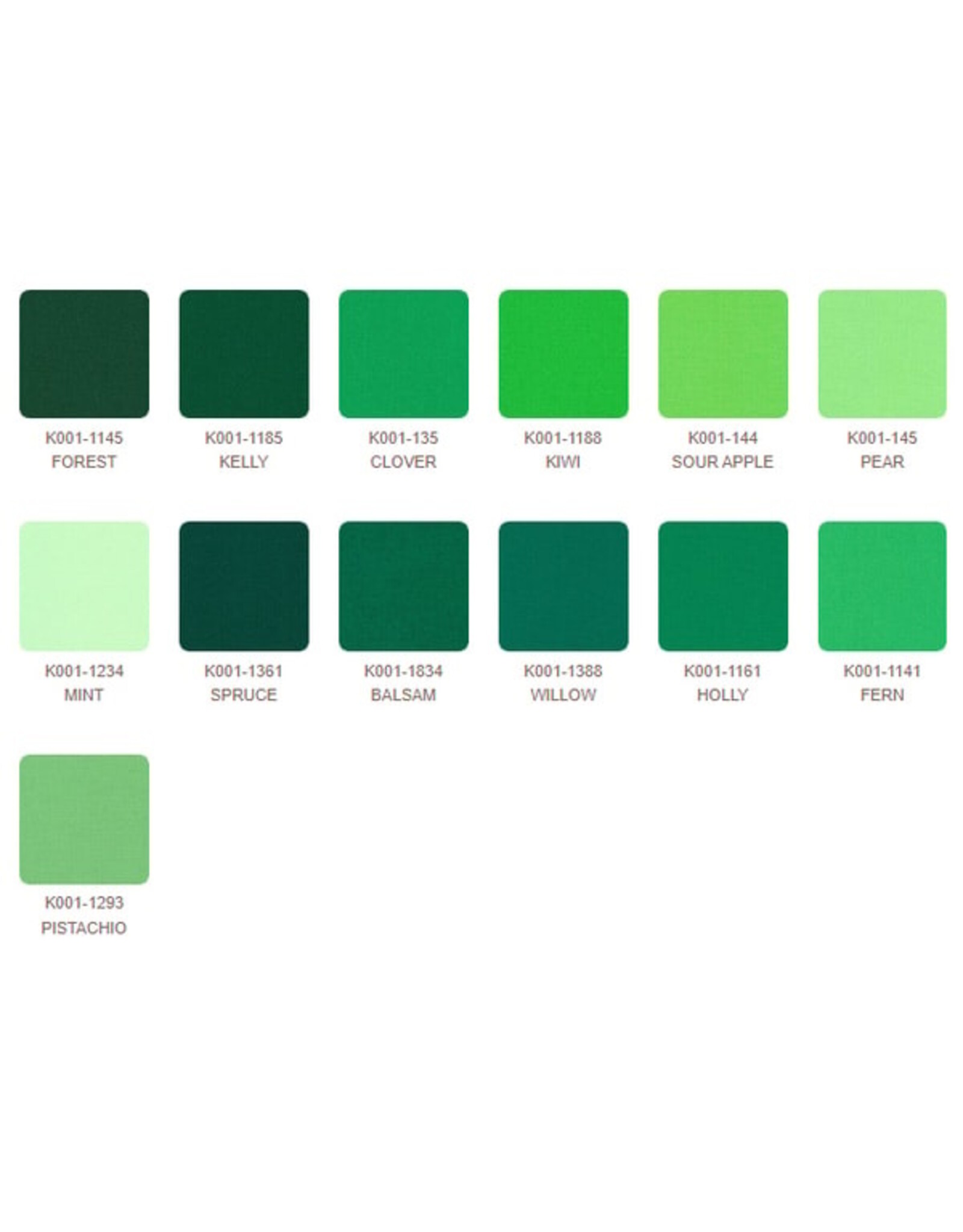 Robert Kaufman 5 x 5 inch Charm Squares - Kona Solids - January 2025 Palette