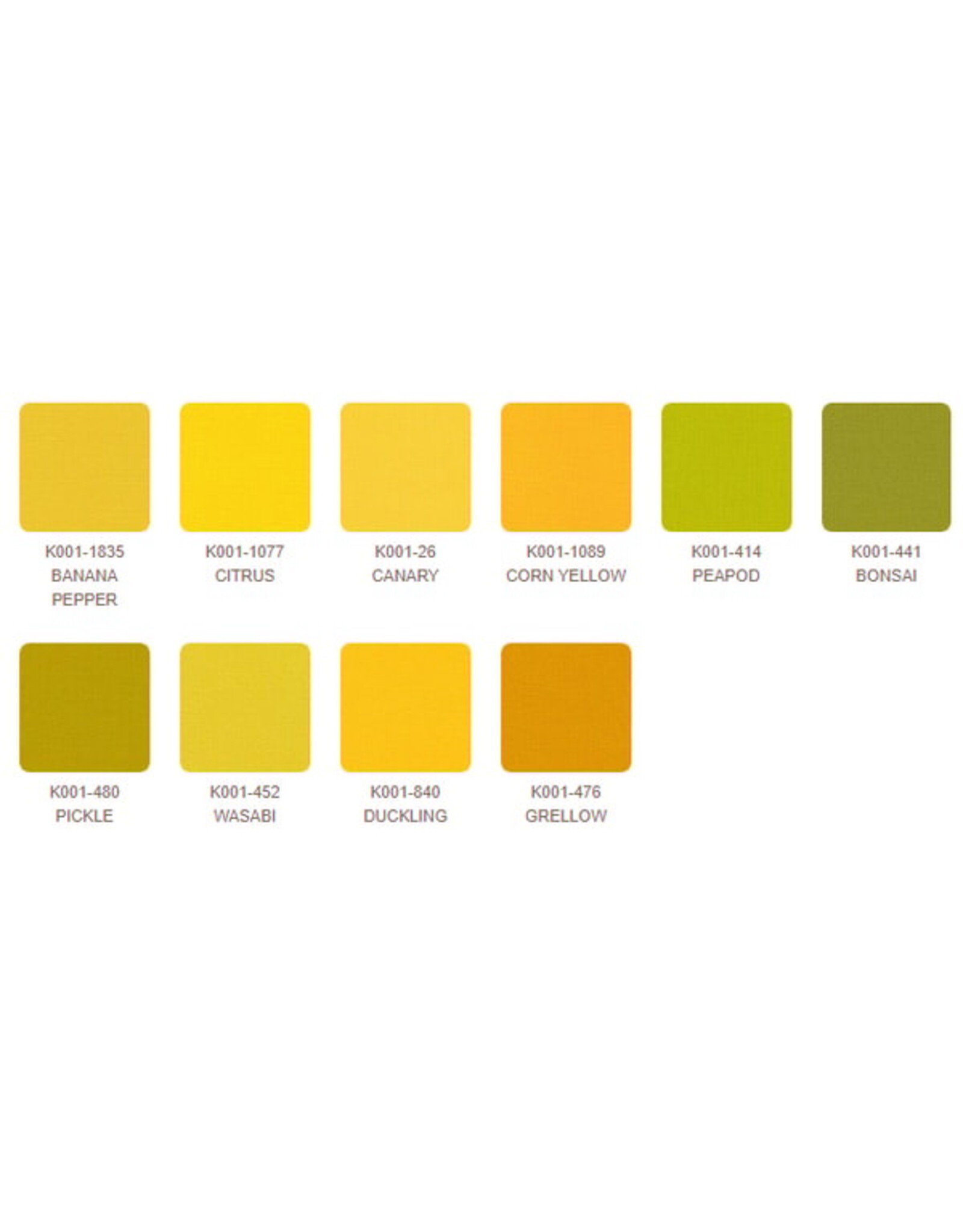 Robert Kaufman 5 x 5 inch Charm Squares - Kona Solids - February 2025 Palette