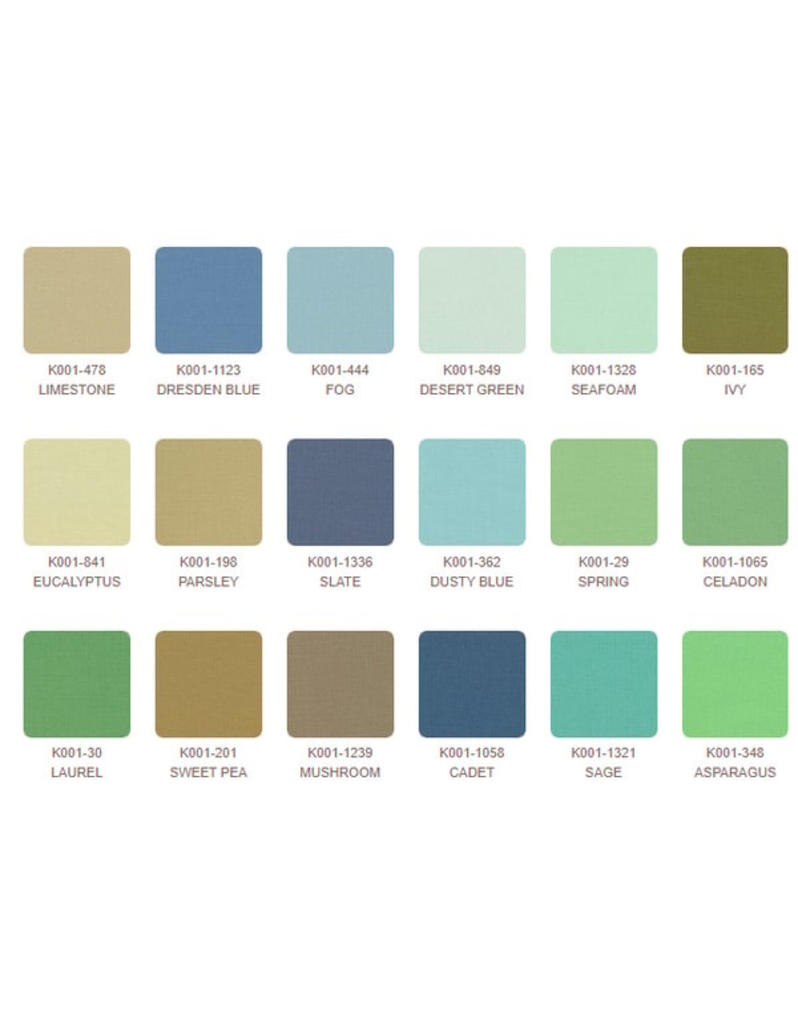 Robert Kaufman 5 x 5 inch Charm Squares - Kona Solids - March 2025 Palette