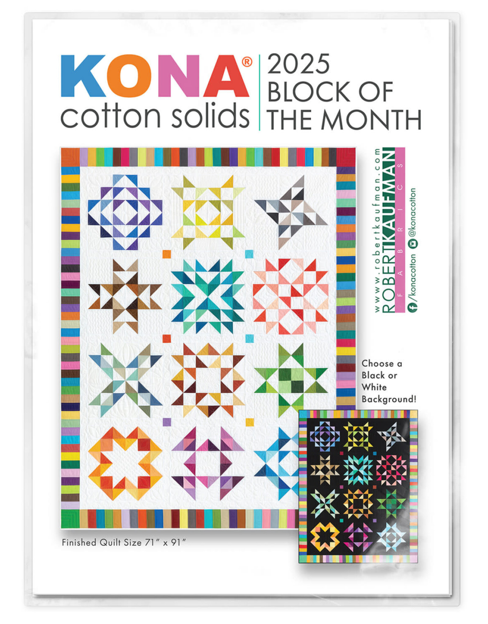 Robert Kaufman Kona Solids - Block of the Month 2025 - Pattern Cards