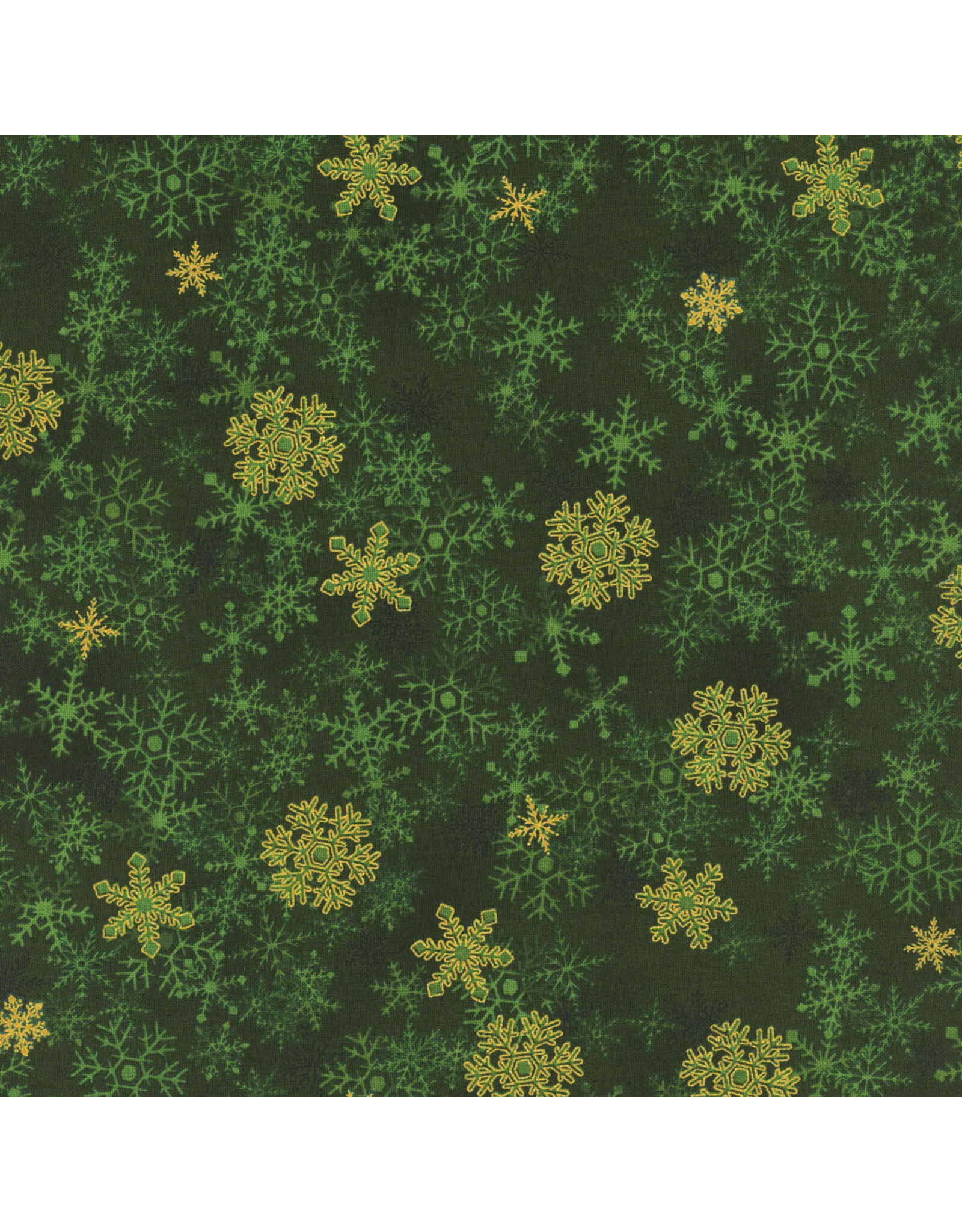 Stof Fabrics Christmas Stars - Snowflake Green / Gold
