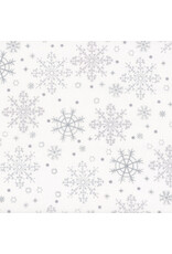 Stof Fabrics We Love Christmas - Big Snowflakes White / Silver