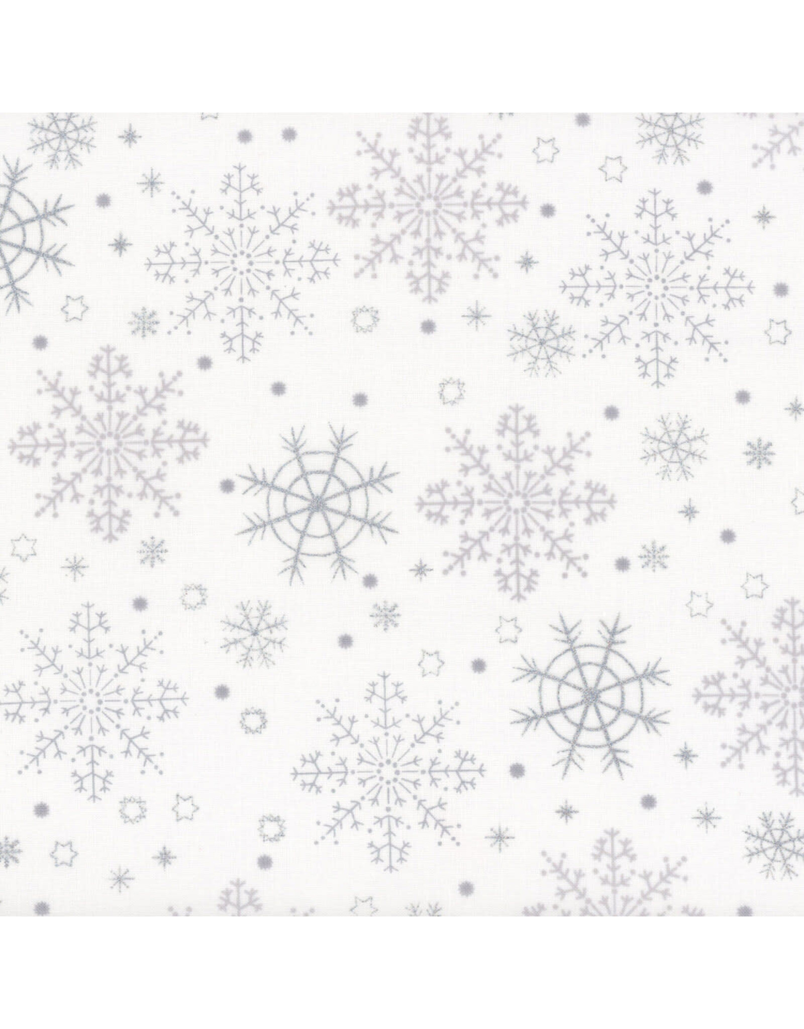 Stof Fabrics We Love Christmas - Big Snowflakes White / Silver