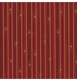 Stof Fabrics We Love Christmas - Stripe Red / Gold