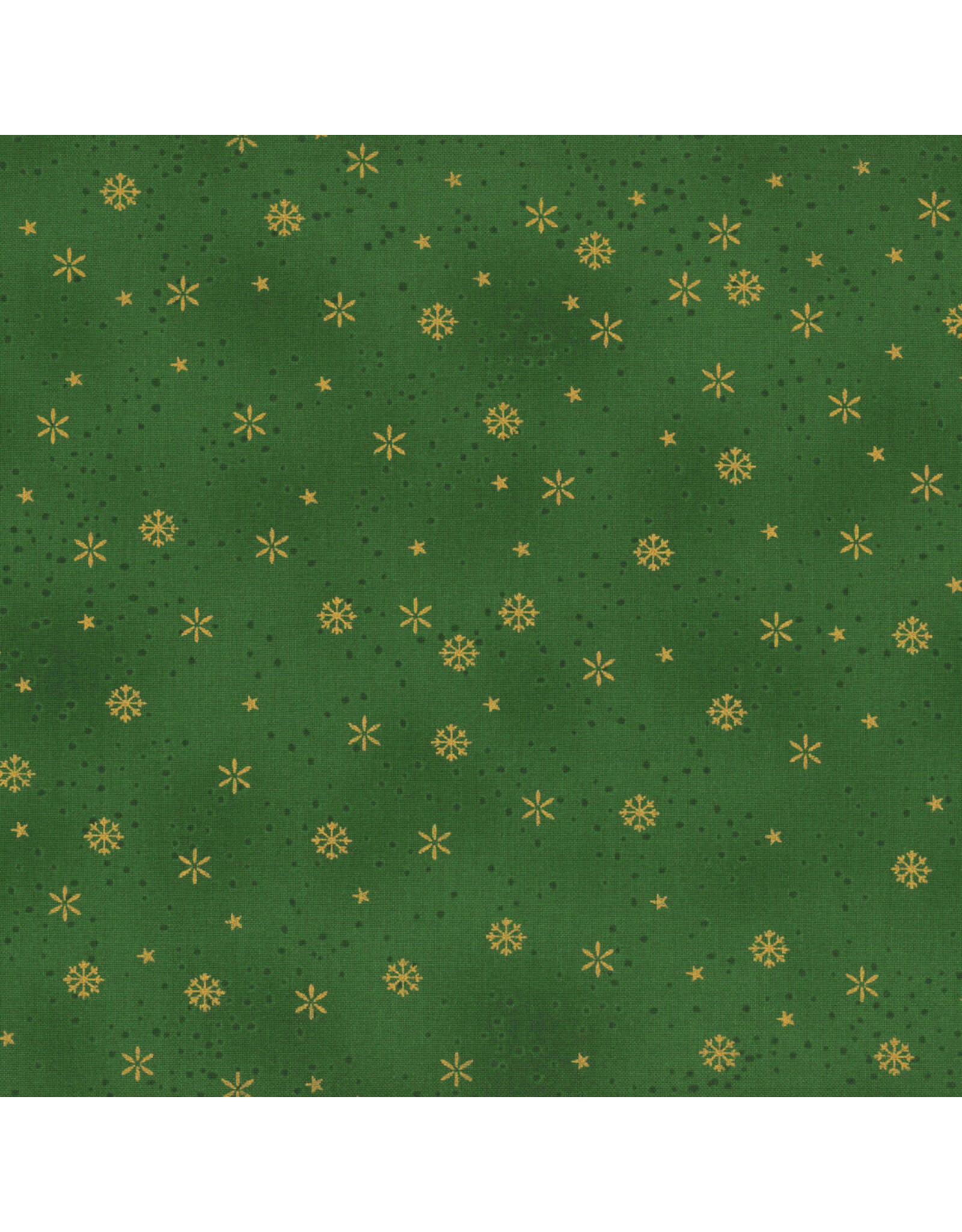Stof Fabrics We Love Christmas - Small Snowflakes Green / Gold