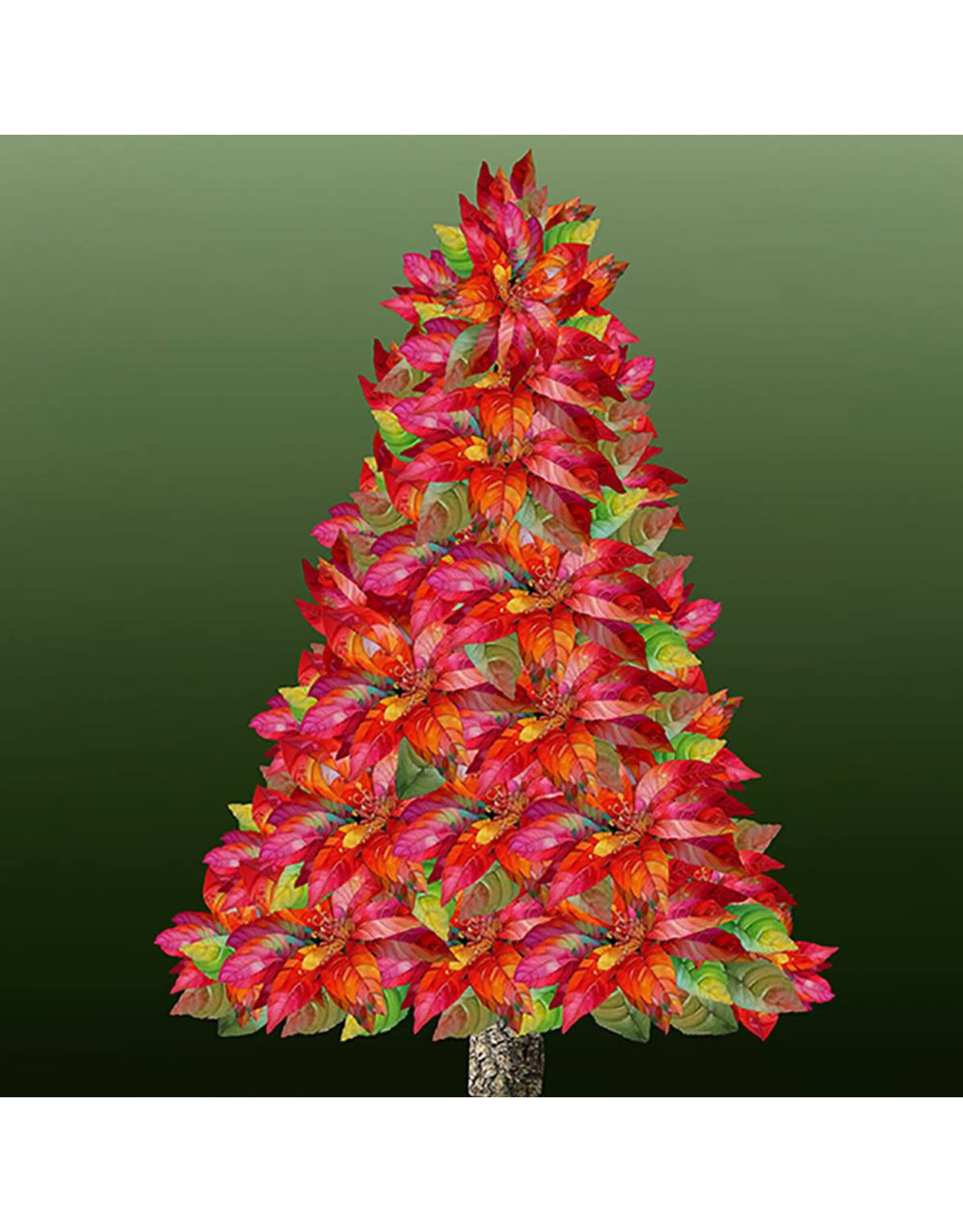 Hoffman Candy Quilt Design - Yuletide Blooms - Christmas Tree - Panel
