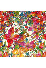 Hoffman Candy Quilt Design - Yuletide Blooms - Poinsettias Floral Cream