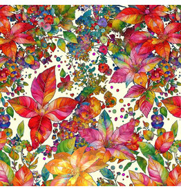 Hoffman Yuletide Blooms - Poinsettias Floral Cream