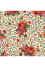 Hoffman Candy Quilt Design - Yuletide Blooms - Poinsettias Leaves Dots Cream