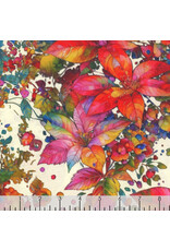 Hoffman Candy Quilt Design - Yuletide Blooms - Poinsettias Floral Cream