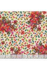 Hoffman Candy Quilt Design - Yuletide Blooms - Poinsettias Leaves Dots Cream