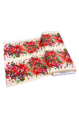 Hoffman Candy Quilt Design - Yuletide Blooms - Poinsettia Column Stripe Cream