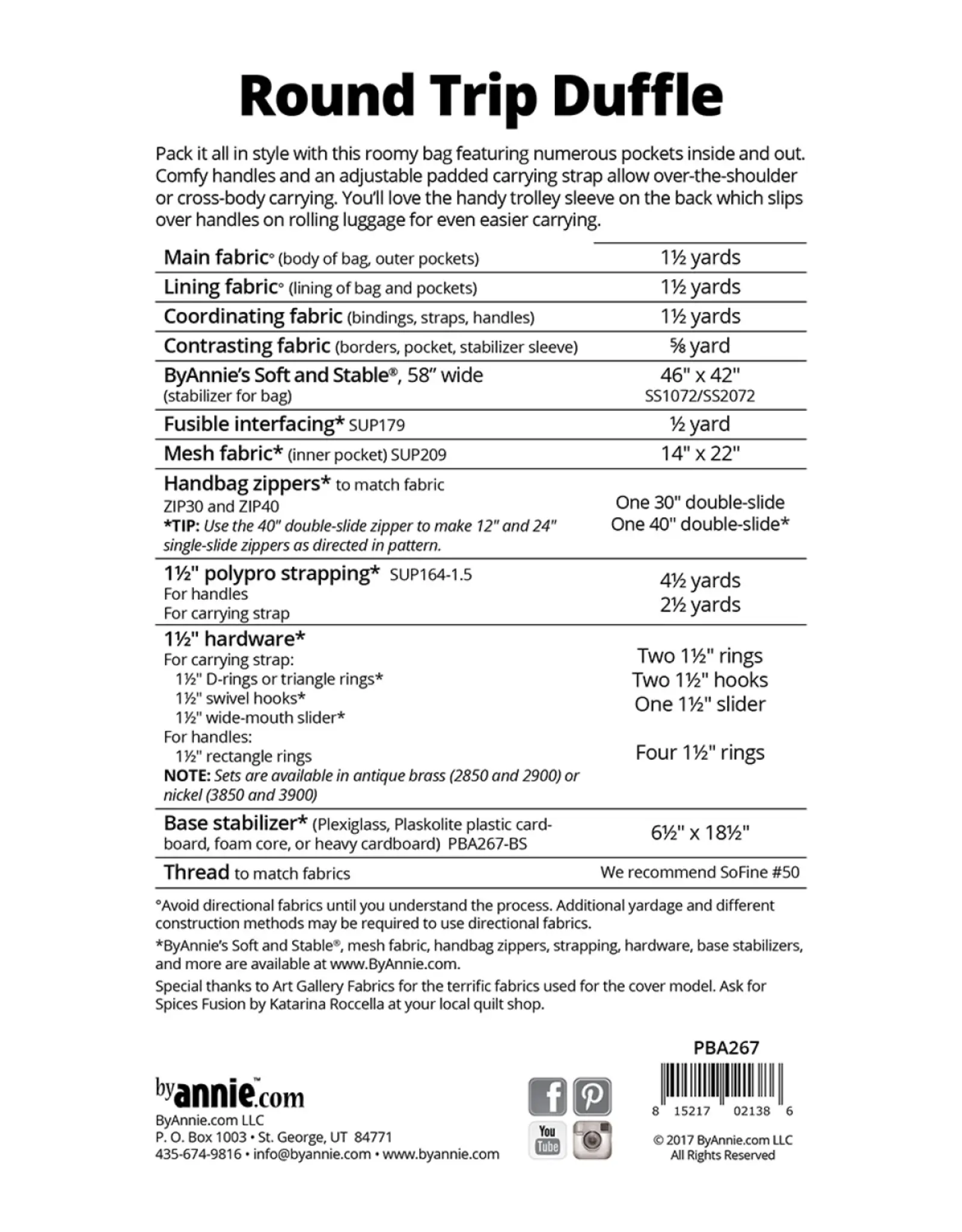 ByAnnie ByAnnie - Round Trip Duffle - by Annie - pattern for bag