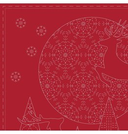 Devonstone Sashiko Panel - Christmas - Red