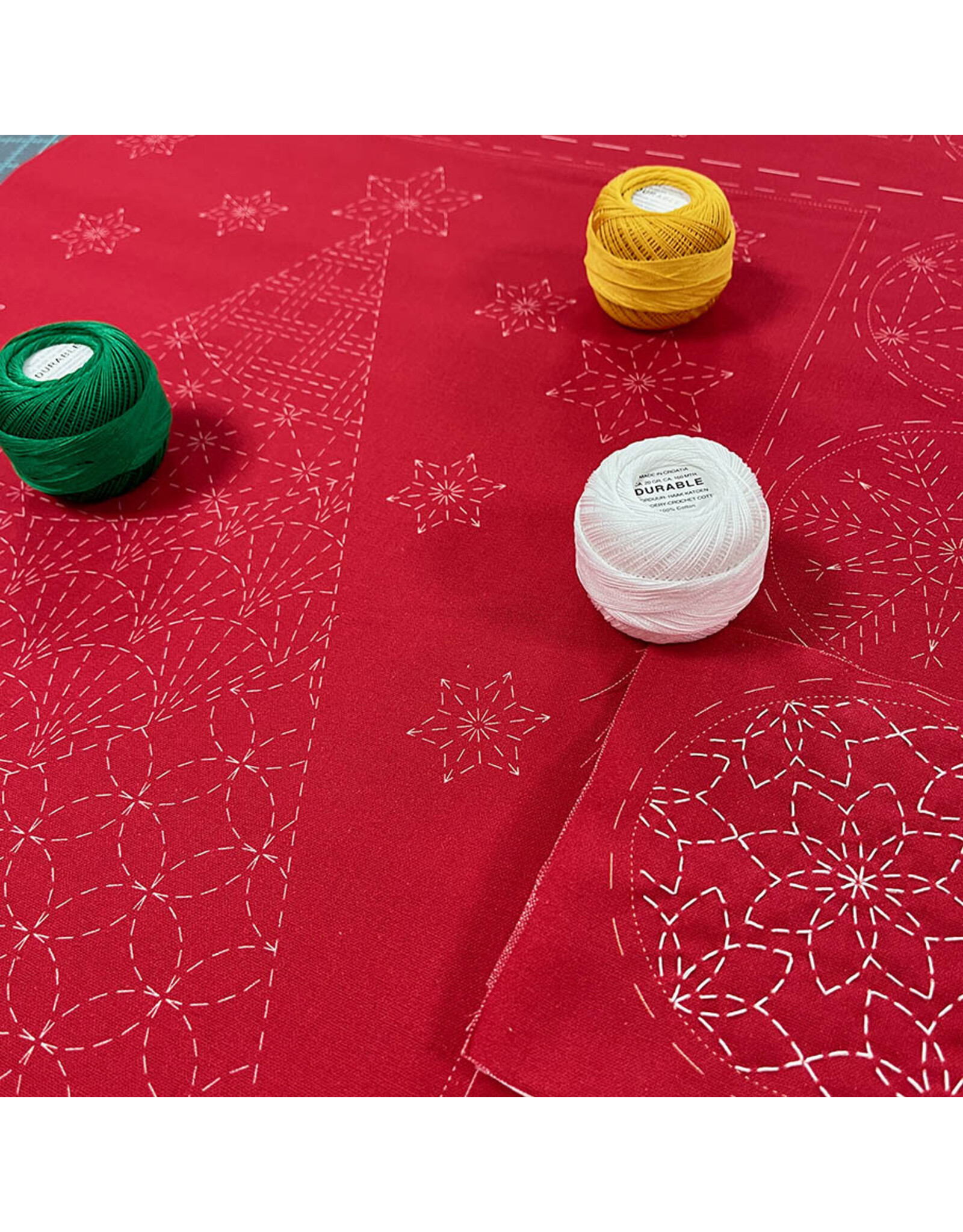 Devonstone Devonstone - Sashiko Panel - Christmas - Rood - DV4082