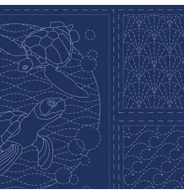 Devonstone Sashiko Stitchery Panel - Ocean - Navy
