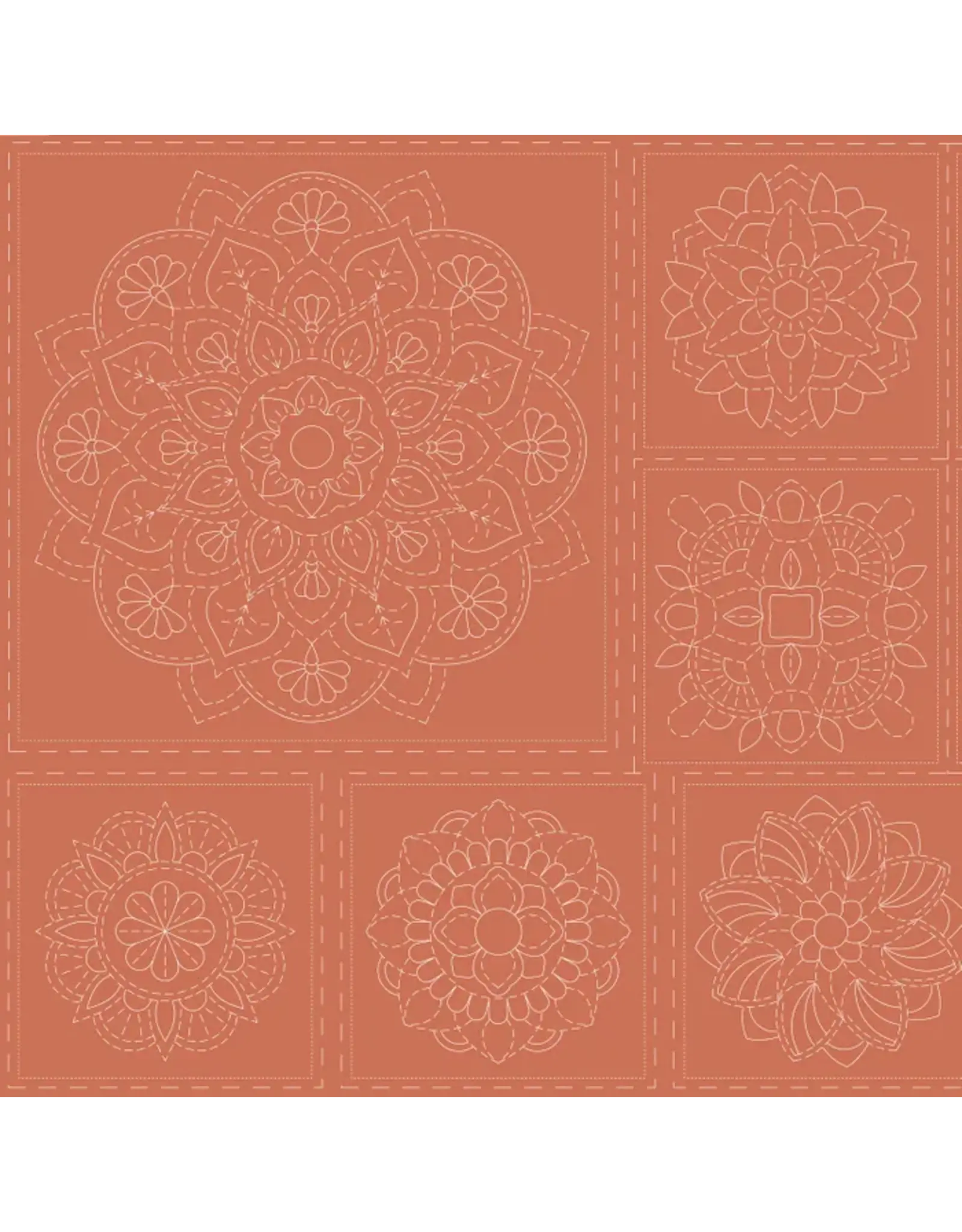 Devonstone Devonstone - Sashiko Stitchery Panel - Mandala - Terracotta - DV4062