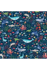 Makower UK Makower UK - Deep Blue Sea - Creatures Dark Blue - 137-B8