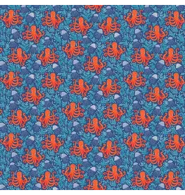 Makower UK Deep Blue Sea - Octopus Dark Blue