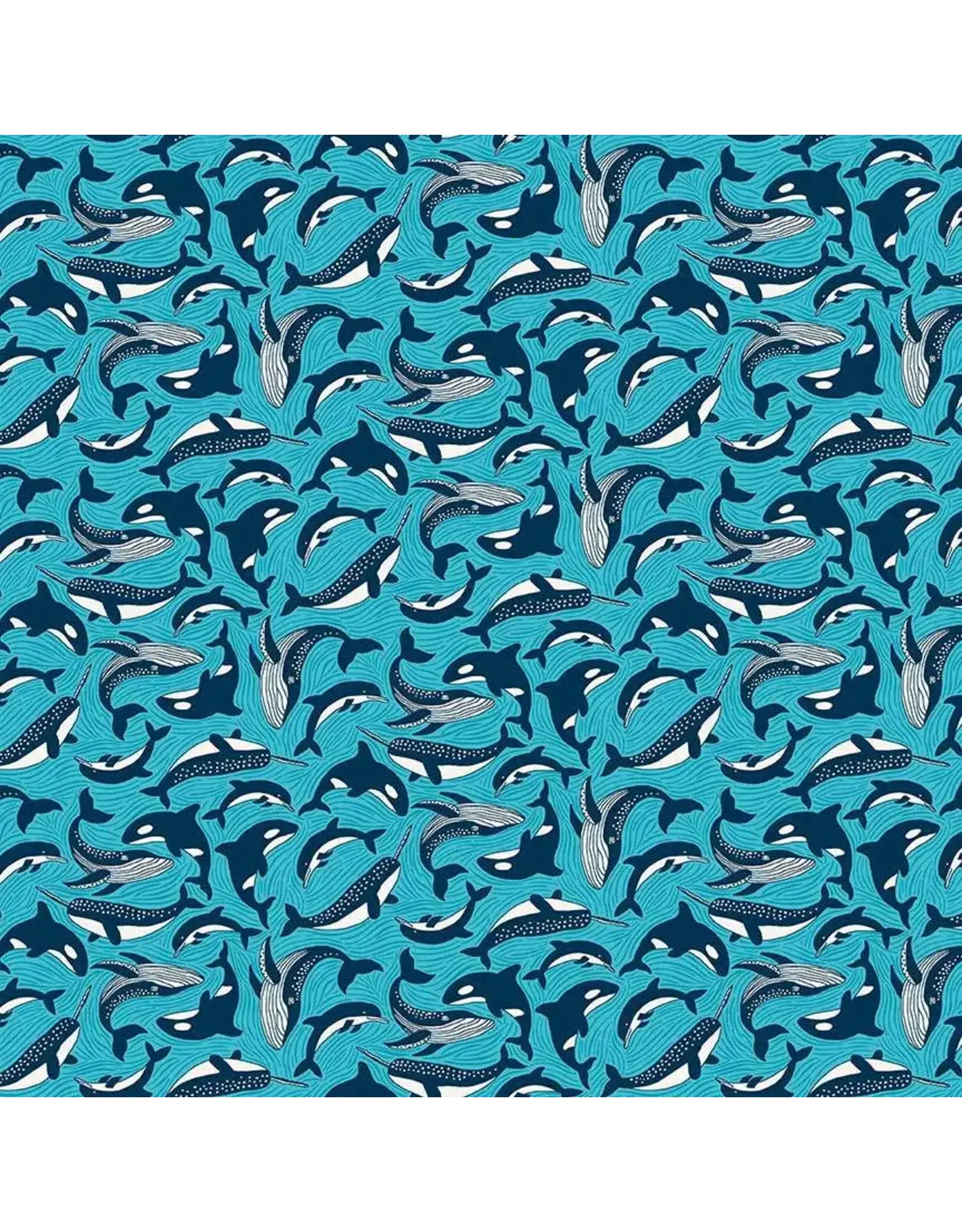 Makower UK Makower UK - Deep Blue Sea - Fins and Tails Blue - 142-B