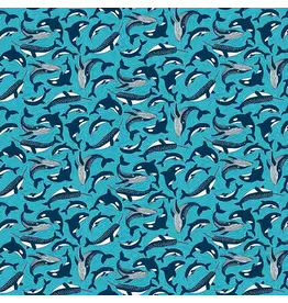 Makower UK Deep Blue Sea - Fins and Tails Blue