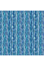 Makower UK Makower UK - Deep Blue Sea - Wave Stripe Light Blue - 144-B2