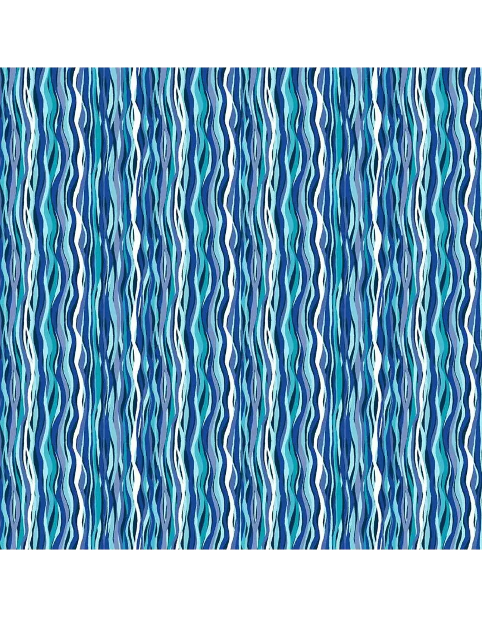 Makower UK Makower UK - Deep Blue Sea - Wave Stripe Light Blue - 144-B2
