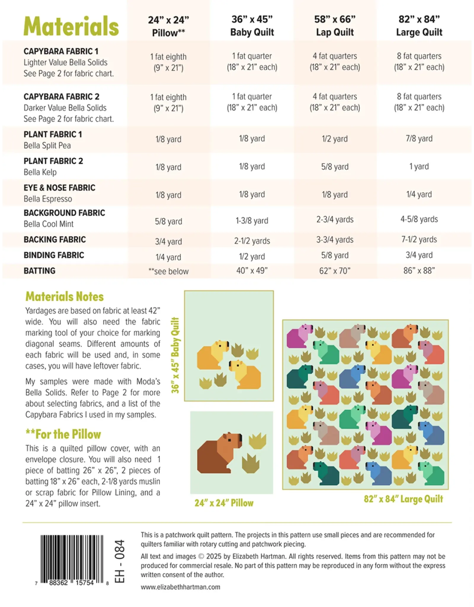 Elizabeth Hartman Elizabeth Hartman - Capybara Club - EH-084 - pattern for quilt