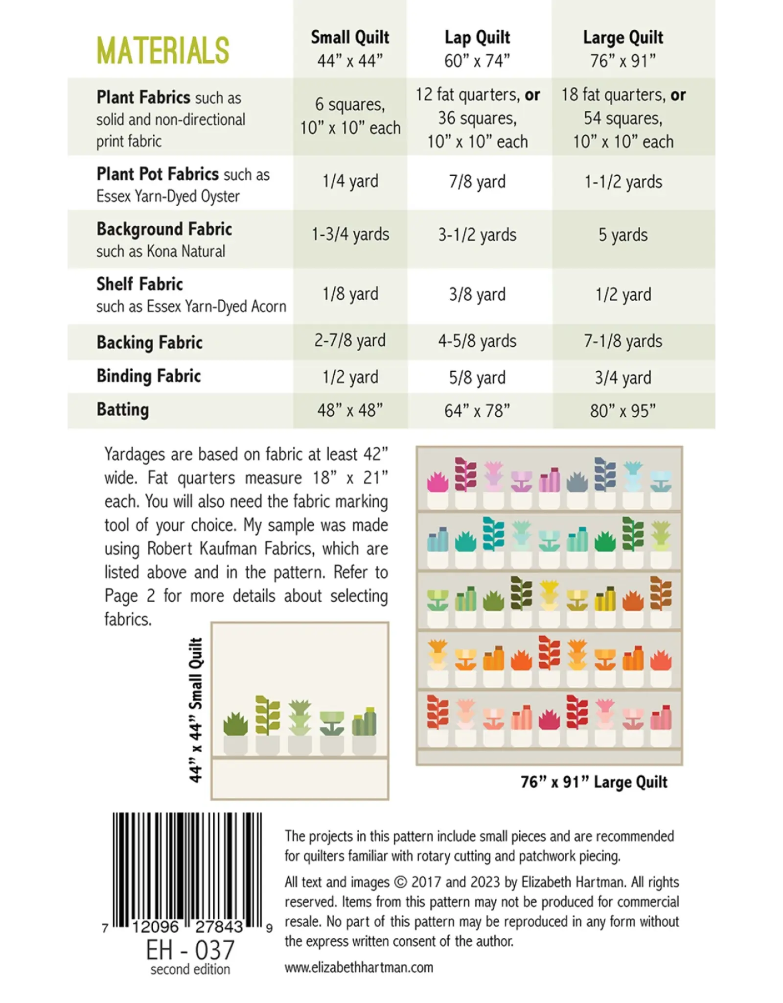 Elizabeth Hartman Elizabeth Hartman - Greenhouse - EH-307 - quilt pattern