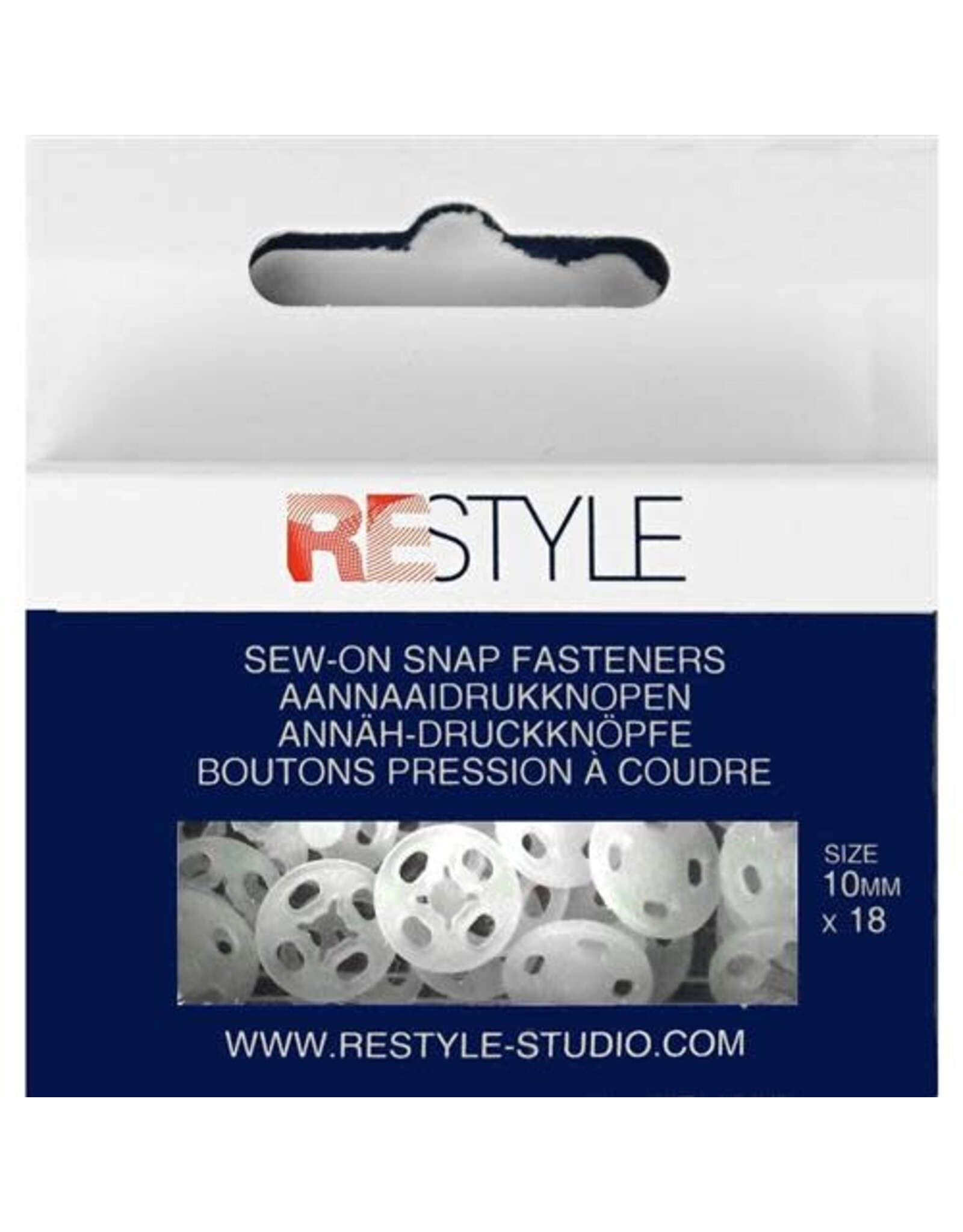 Restyle Restyle - Sew-on Snap Fasteners - 10 mm plastic - 18 pcs.