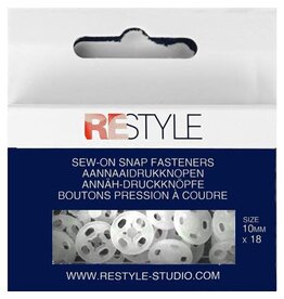 Restyle Sew-on Snap Fasteners - 10 mm plastic - 18 pcs.