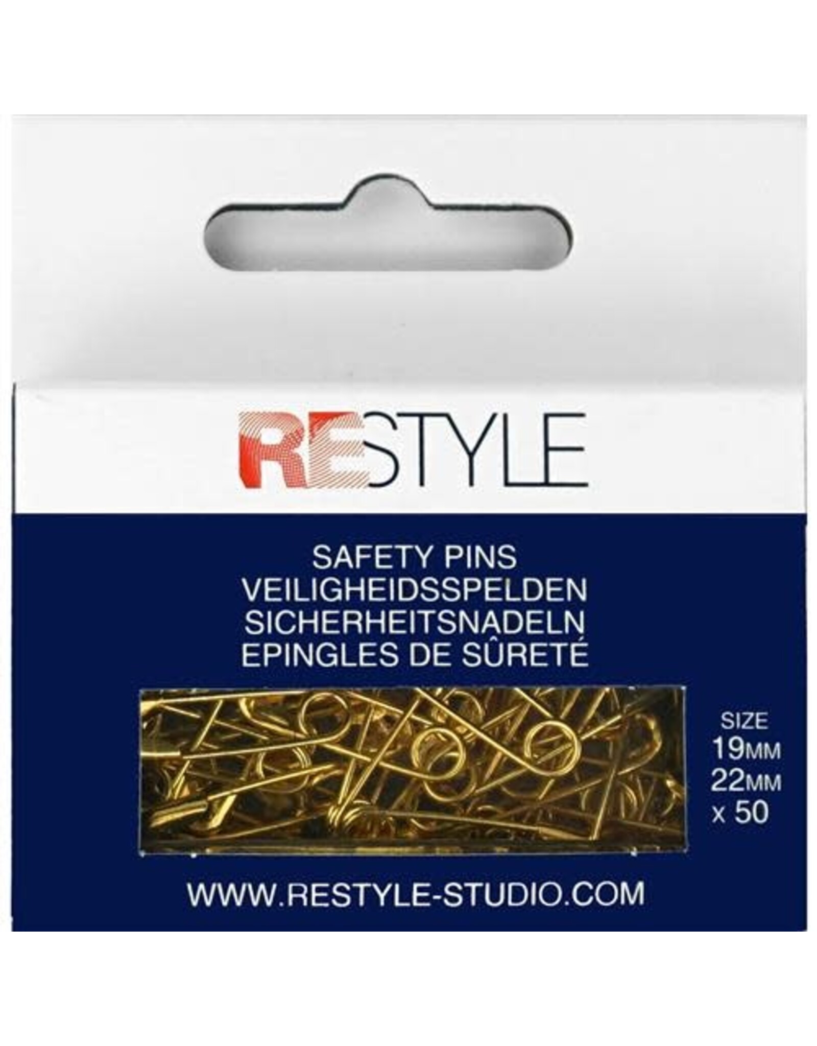 Restyle Restyle - Veiligheidsspelden 19/22 mm goud - 50 stuks